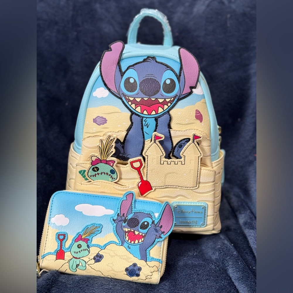 NWT Loungefly Disney Parks Stitch and Scrump day at the beach backpack & wallet